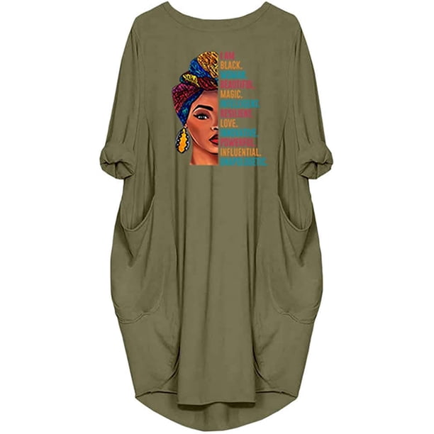 Vestido túnica de gran tamaño con bolsillo suelto de manga larga mágica hermosa de mujer negra Xemadio WMZL-2059-28