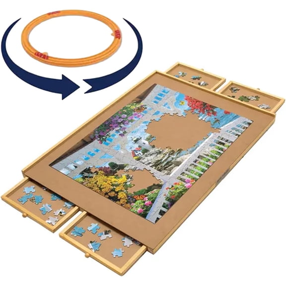 Rotating Puzzle Board with Drawers – Fits 1500 Pcs – Lazy Susan Base