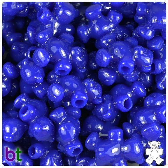 BeadTin Royal Blue Opaque 25mm Teddy Bear Pony Beads (24pcs)
