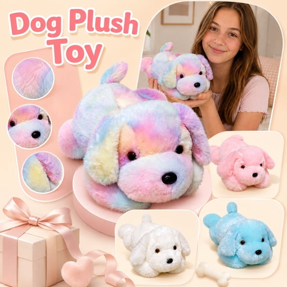 Light Up Plush Puppy Dog Stuffed Animal, Stuffed Dog Plush, Purple Pink Pastel Glowing Plushie, 20X10 in Soft Fluffy Snuggle Toys, Suitable for Nursery Decor, Bedtime Comfort,