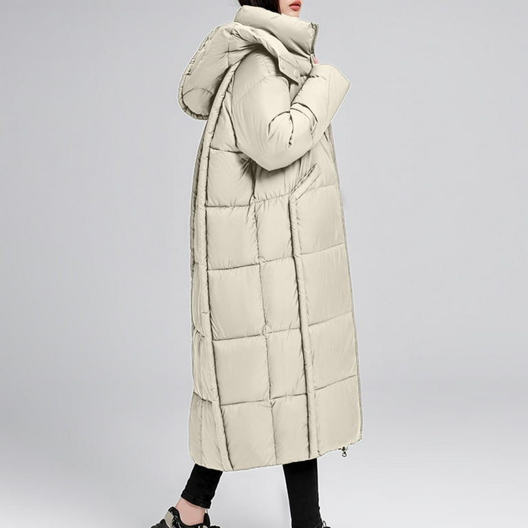 UPPADA Womens Hooded Long Quilted Coat Maxi Length Long Sleeve