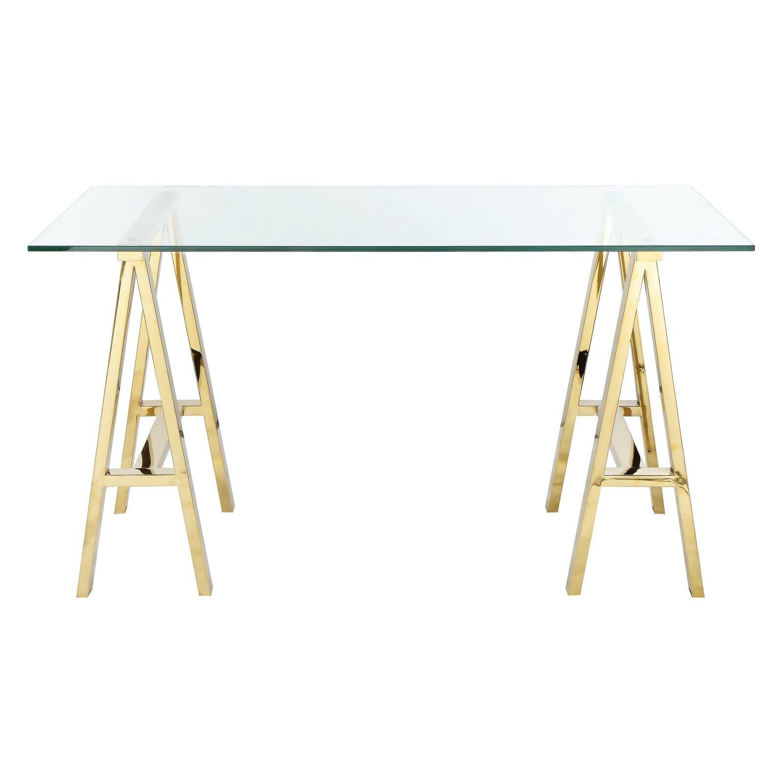 sawhorse glass desk