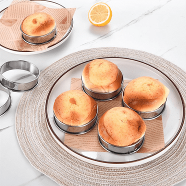 Buy ASIEAO 12Pack English Muffin Rings,4 Inch+3.35 Inch Set Nonstick Crumpet Rings,Stainless Steel Double Rolled Tart Rings Round Metal Pastry Ring Molds For Baking With Silicone Brush/Clamp (Black) Online At Low Prices