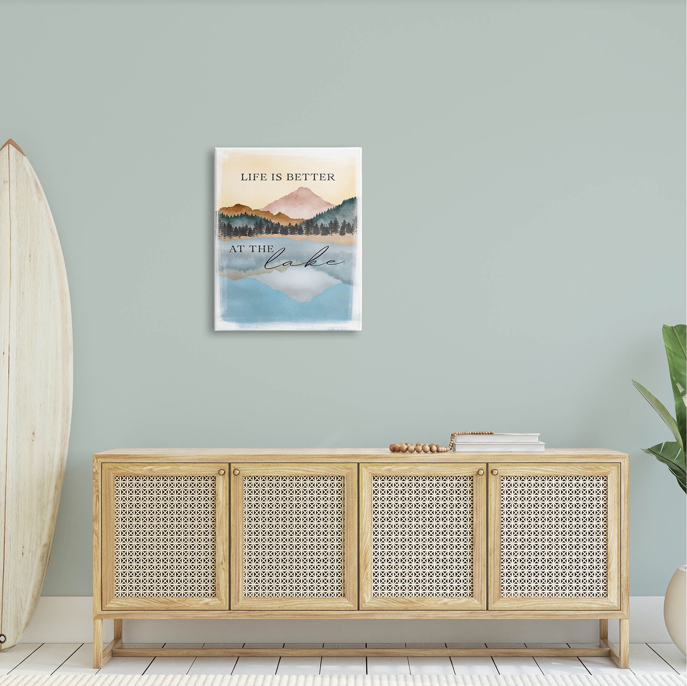 Stupell Industries Better At Lake Phrase Graphic Art Gallery Wrapped Canvas Print Wall Art, Design by JJ Design House LLC