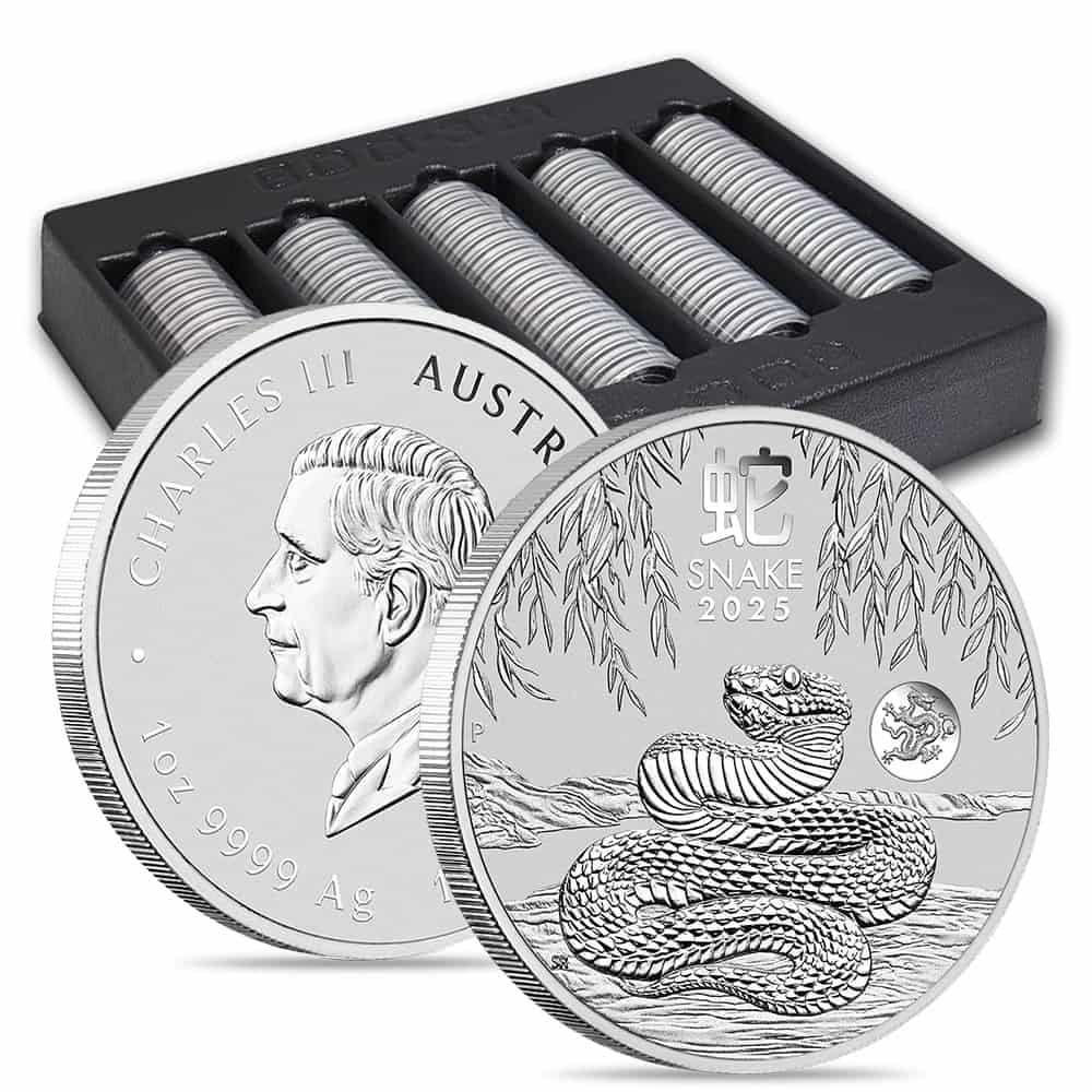 Roll of 20 - 2025 1 oz Silver Lunar Snake Dragon Privy BU