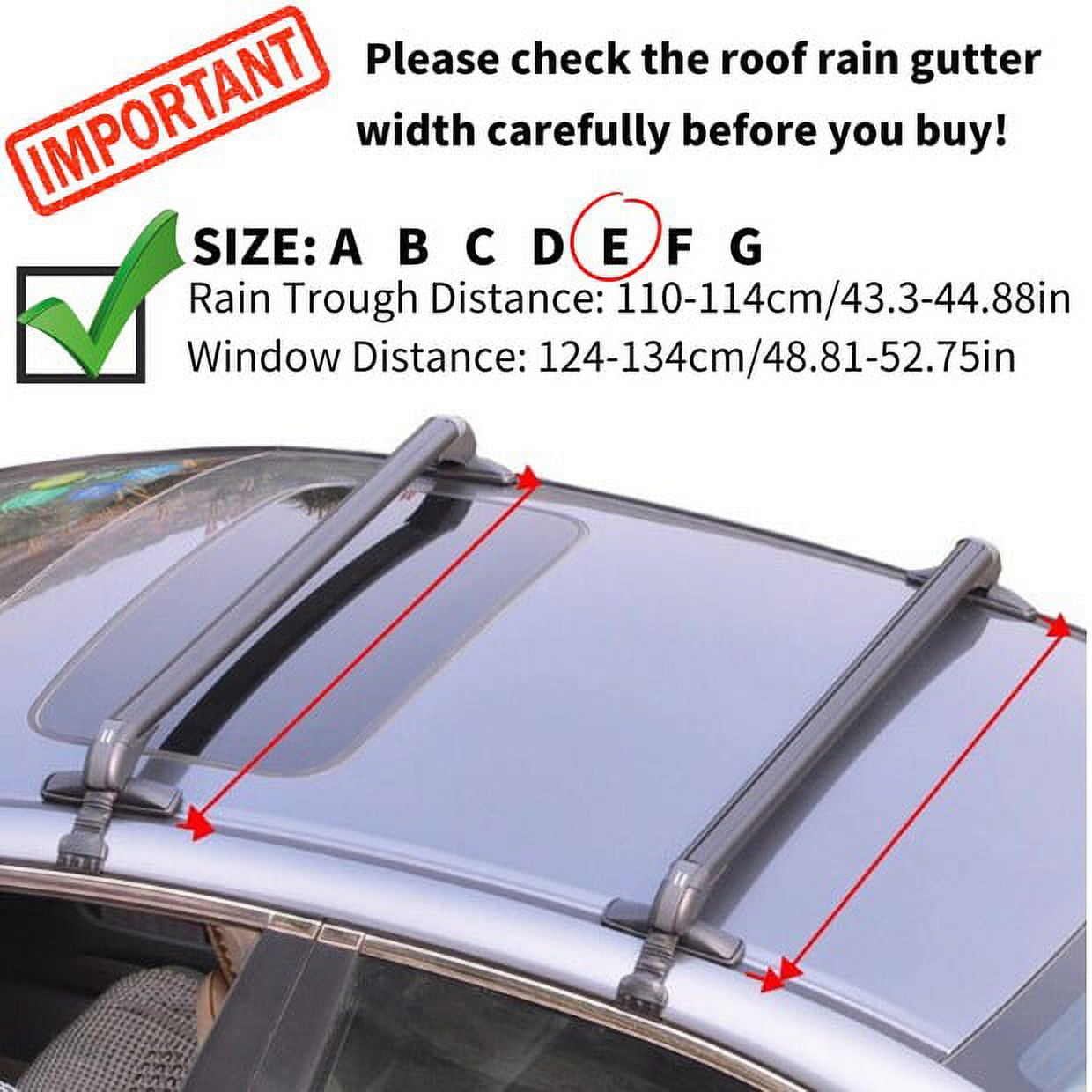 FOGGBET Car Roof  Rack Crossbars Aluminum for Car Without Side Rails, Max Load 165lbs