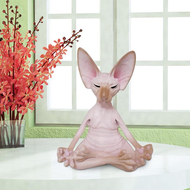Estatuillas de gatos Estatua de meditación de Buda Yoga Animal Gatos Arte Escultura Decoración