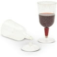 thumbnail image 4 of 50 Pack 7oz Gold Glitter Plastic Wine Glasses with Stems, Reusable Elegant Clear Party Cups for Wedding & Birthday, 4 of 5