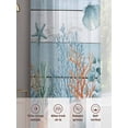 thumbnail image 6 of Blue Coastal Sheer Curtains 63 Inch Length 2 Panels Set Window Treatments, Summer Beach Starfish Shell Coral Nautical Rod Pocket Semi Curtains for Living Room/Bedroom/Kitchen Décor, 104"W x 63"L, 6 of 7