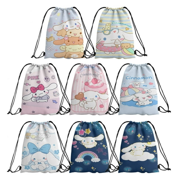 ZlucYYoo Cinna-moroll 8 pieces Candy Drawstring Bag Drawstring Goodie Favor Bags for fans Cartoon Birthday Party Decorations(10.6 x 13.3 Inch)