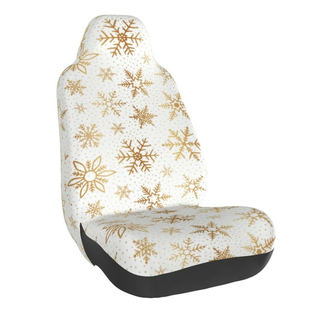 Wukai gold Snowflake print Full Set Car Seat Covers with Soft Padding Universal Auto Front Seats Protector and Cushion Mat
