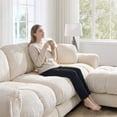 thumbnail image 6 of Bocarali Home Chenille Cloud L-Shaped Loveseat Sofa w/ Ottoman, Cream Beige, 6 of 10