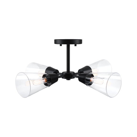 Designers Fountain Norro 21 inch 4-Light Matte Black Modern Semi Flush Mount Ceiling Light, D290C-SF-MB