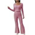 thumbnail image 2 of Women's Stripe Pajama Set with Round Neck Long Sleeve Blouse and Short Pants for Lounge Comfort, 2 of 7