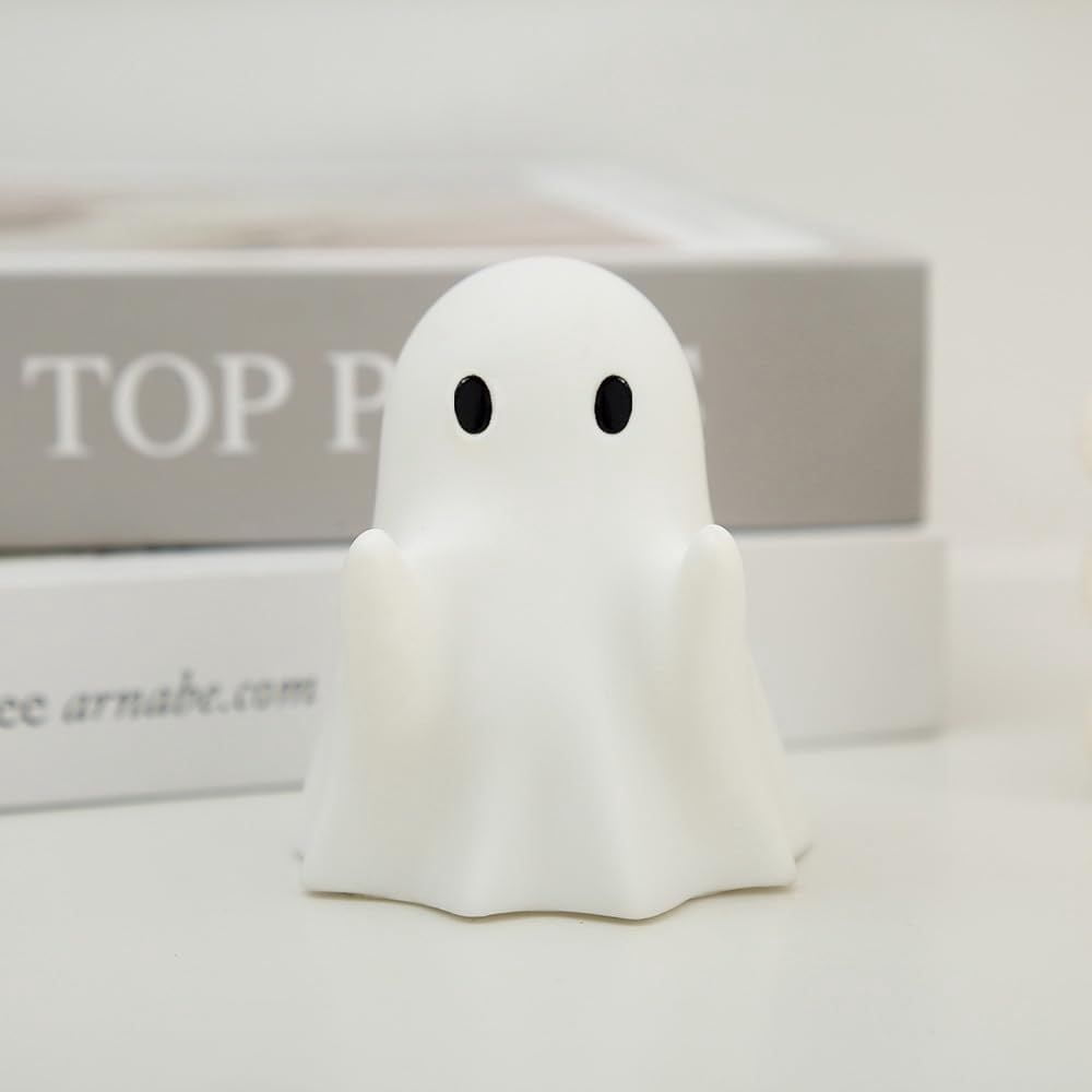 Glow-in-the-Dark Mini Ghost Figurine for Halloween Desk and Shelf Decor