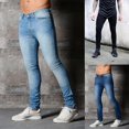 thumbnail image 1 of Trendy Men's Skinny Jeans Biker Destroyed Frayed Slim Fit Denim Ripped Pants, 1 of 5