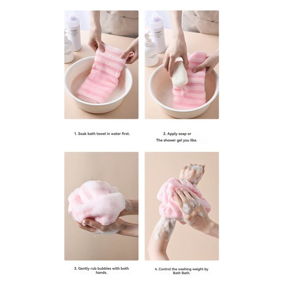 Yaouit Exfoliating Washcloth, Exfoliating Back Scrubber, Nylon Body Scrubber, Exfoliating Shower Towel for Body Scrub, Back Cleaner Wash Gloves to Remove Dead Skin