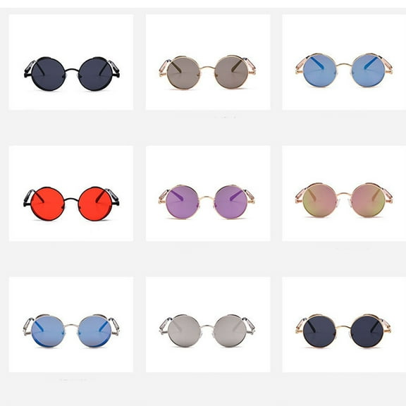 FashionMio Steampunk glasses new fashion round sunglasses retro glasses trendy sunglasses for men and women/#1
