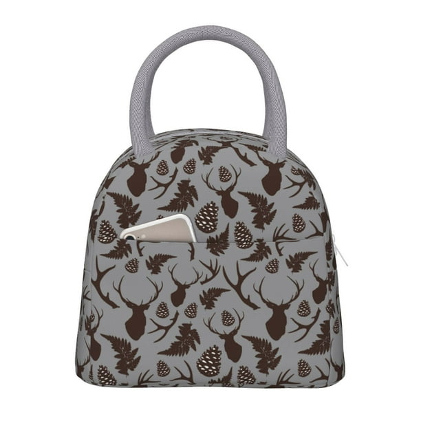 Easygdp Brown Moose with Pinecones Bolsa de Almuerzo Insulada Grande, Forro de Aluminio, Diseño Espacioso, a Prueba de Fugas, Ideal para Trabajo, Picnics, Viajes y Actividades al Aire Libre