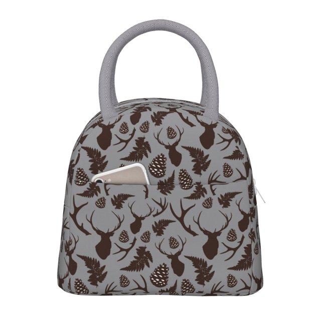 Fotbe Brown Moose with Pinecones Bolsa de Almuerzo con Estampado, Lonchera Aislada, Contenedor de Comida Reutilizable Tipo Cooler a Prueba de Fugas