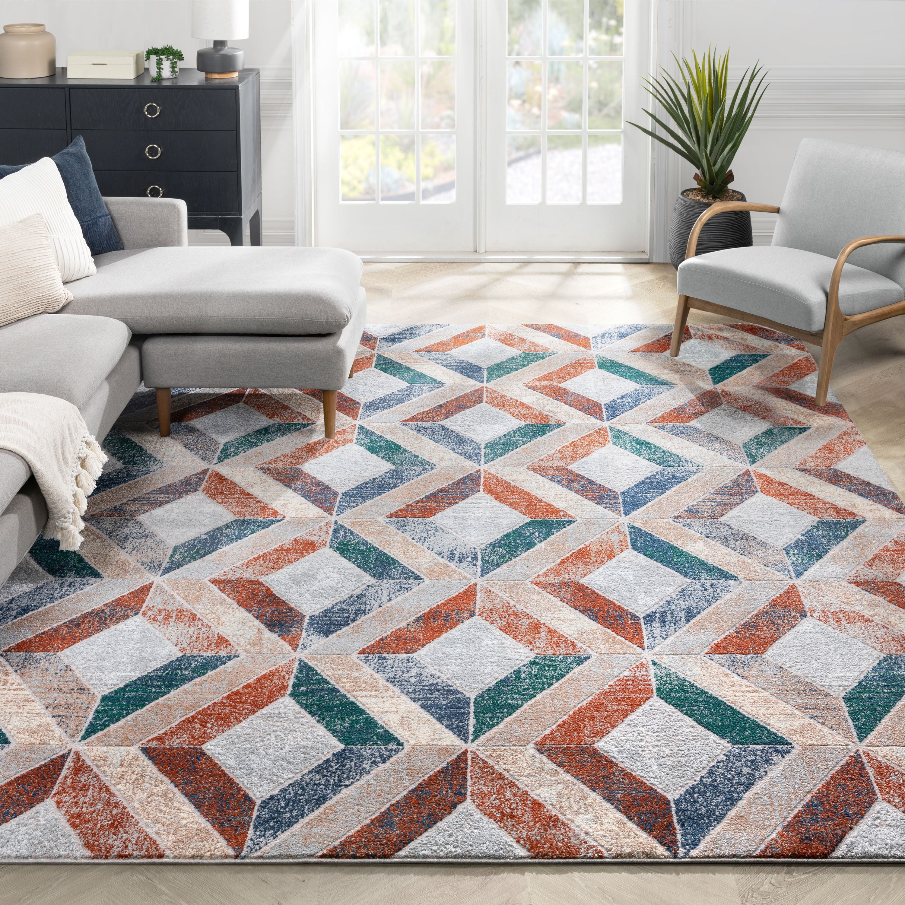 Well Woven Modern Geometric Woven Area Rug, 7.83' x 9.83'
