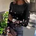 thumbnail image 2 of CIENVNSTG Tops for Women Long Sleeve Crewneck Ribbed Knit Going Out Tops Trendy Slim Fit Outfits Retro Floral Stretch Basic Tees Black XXL, 2 of 7