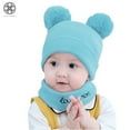 thumbnail image 7 of Luxtrada Newborn Kids Baby Boy Girl Pom Hat Winter Warm Knit Bobble Beanie Cap Scarf Set (Blue), 7 of 7