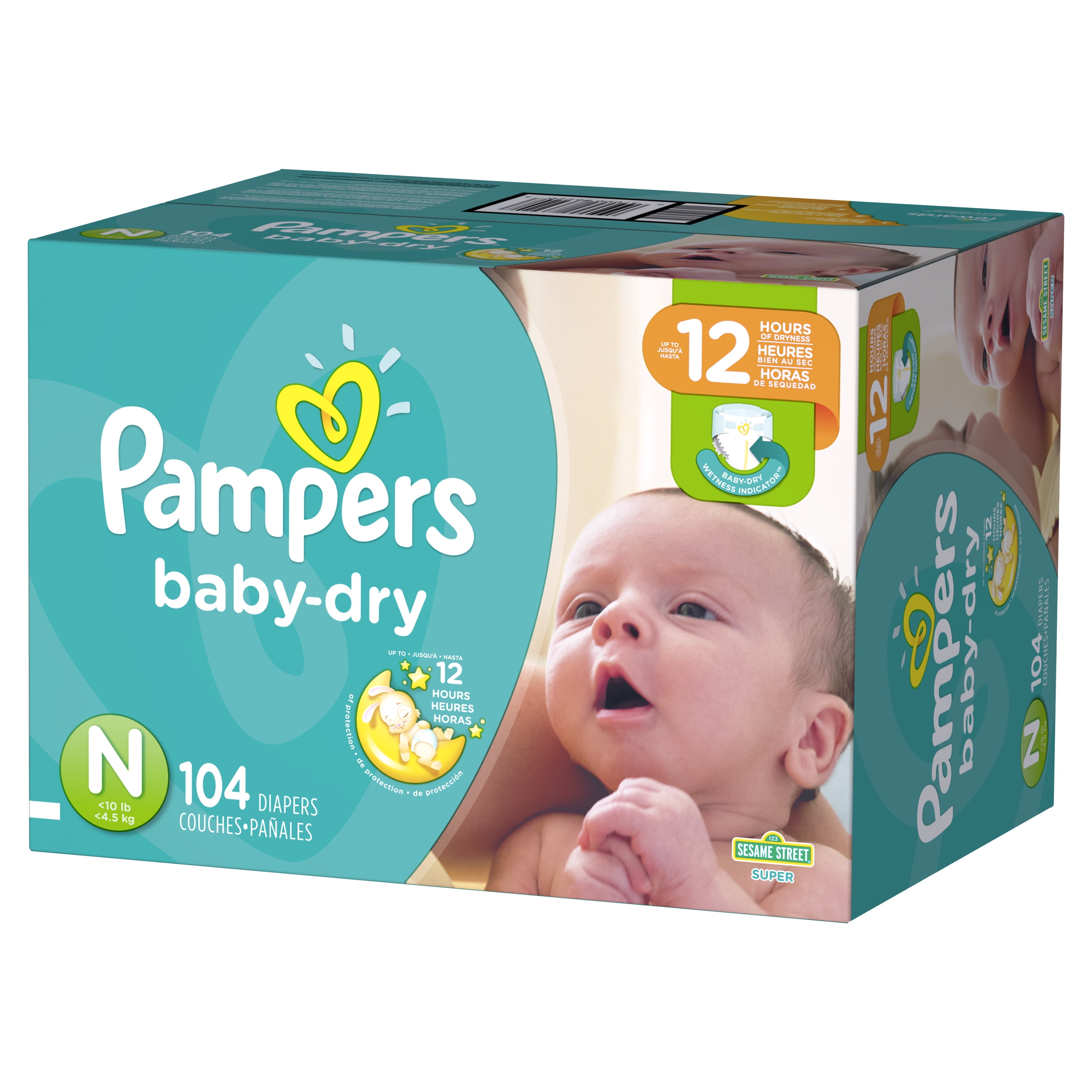 Pampers Baby-Dry Diapers Size 0 104 Count - Walmart.com