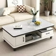 thumbnail image 1 of EDB010 Craftsman Exquisite Marble Texture Coffee Table-White（120cm）, 1 of 3