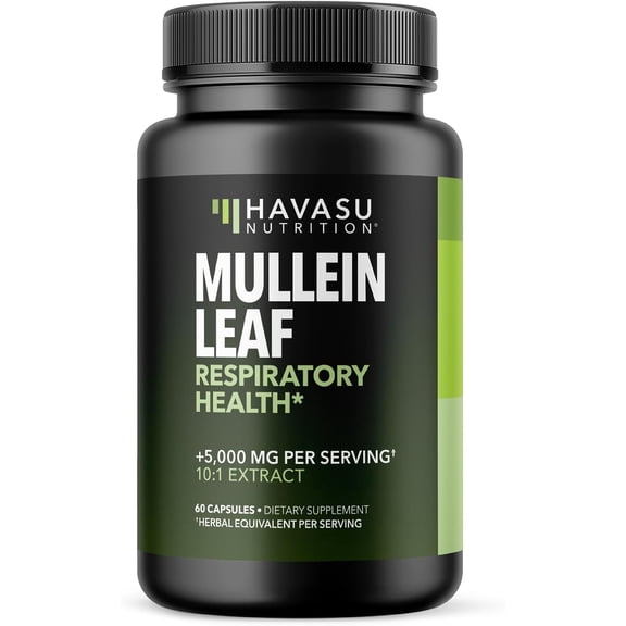 Havasu Nutrition 500mg Mullein Leaf Extract Lung Support Supplement, 10:1 Ratio, 60 Capsules