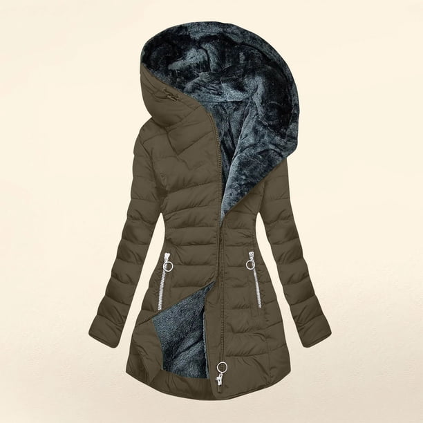 Chaquetas y abrigos casuales con capucha de manga larga para mujer Chaqueta acolchada de moda con capucha de manga larga de color sólido para mujer Parte superior de poliéster para mujer