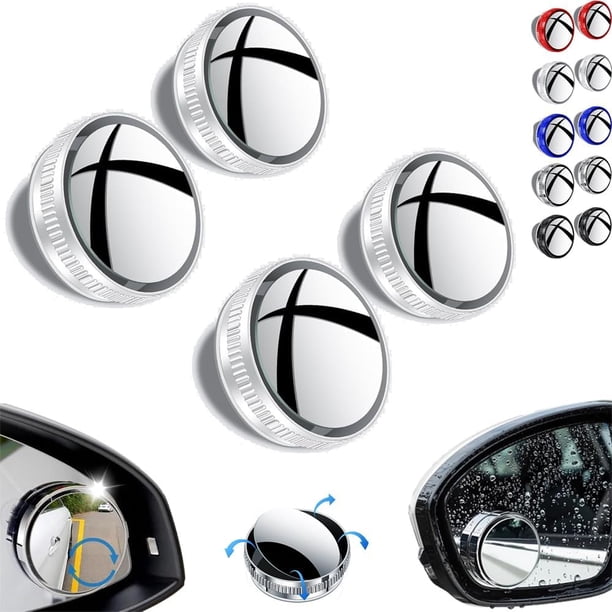 Espejo retrovisor convexo para coche con ventosa, espejo retrovisor lateral ajustable con rotación de 360 grados, espejo retrovisor gran angular convexo extraíble, visión gran angular de alta definici