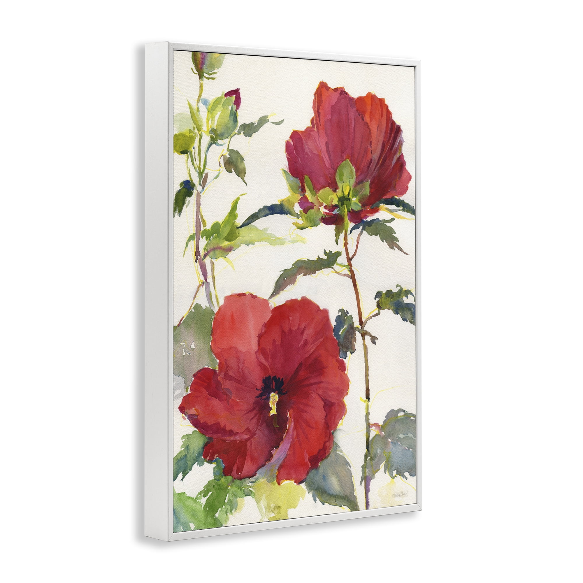 Stupell Industries Red Poppy Duo Botanical & Floral Painting White Framed Art Print Wall Art, 16 x 24