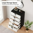 thumbnail image 3 of Modern Wooden 5 Drawer Dresser with Vintage Pattern Design, Tall Dresser for Closet, Chest Dresser with Deep Drawers for Bedroom, Living Room and Entryway, Black and White, 3 of 8