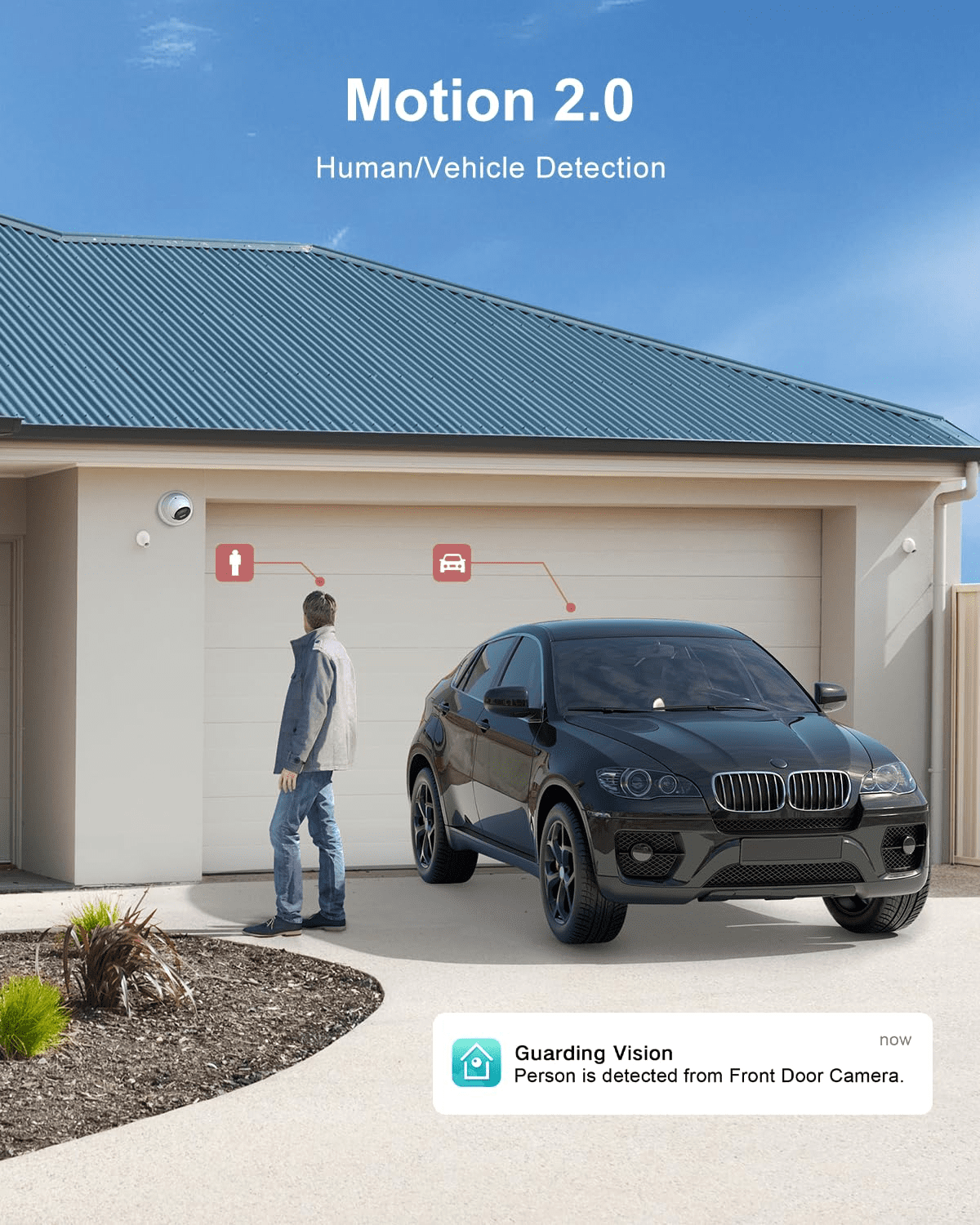 Anpviz 5MP Wired PoE IP Camera, Strobe Red & Blue Light and Audio Alarm, Metal Turret Security Camera Outdoor, Two Way Audio, Smart Dual Light, Human Vehicle Detection, IP67 (H Series)