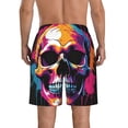 thumbnail image 3 of KLL Colorful Skull Men's Casual Summer Beach Shorts Hawaiian Shorts with Pockets-XX-Large, 3 of 5