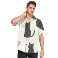 thumbnail image 5 of Ckdifva Cats in Cream Background Mens Button Down Short Sleeve Shirt Casual Shirts Beach Hawaiian Shirts, 5 of 8