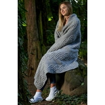 SAOL Luxurios 100% Merino Wool Cable Knitted Aran Bed Throw Blanket Couch Sofa Bedcover Irish Celtic Dara Knot 69 x 44 in from Ireland