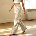thumbnail image 4 of ClodeEU Women's Corduroy Button Elastic Waist Wide Leg Pants with Pockets，Solid Color Casual Loose Trousers ,Women's Plus XL, 4 of 7