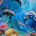 thumbnail image 5 of Orinice  Sea World Dolphin Shower Curtain Set Bathroom Shower Curtain Non-Slip Bath Mat Toilet Lid Cover Polyester Waterproof Bath Curtain and Rug Set, with 12 Hooks,  69x72, 5 of 7