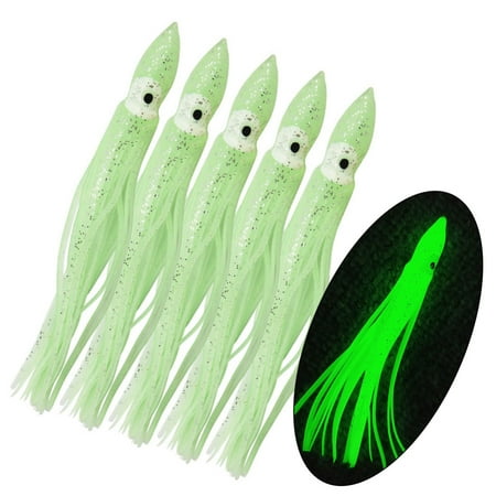 RONSHIN Fishing Squid Skirts Glow Lures Luminous 20PCS Octopus SkirtsTrolling Lure Soft Plastic Fishing Bait 9.5cm/16cm