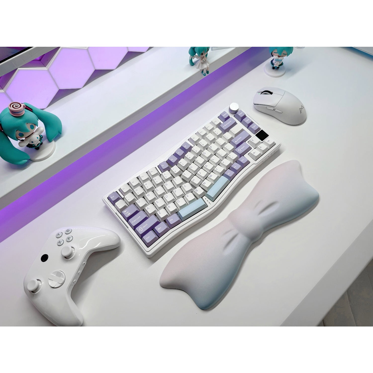 Gradient Bow Milk Silk Keyboard Wrist Rest with Memory Foam, Ergonomic Wrist Support，Mouse Wrist Support Pad for Carpal Tunnel Relief