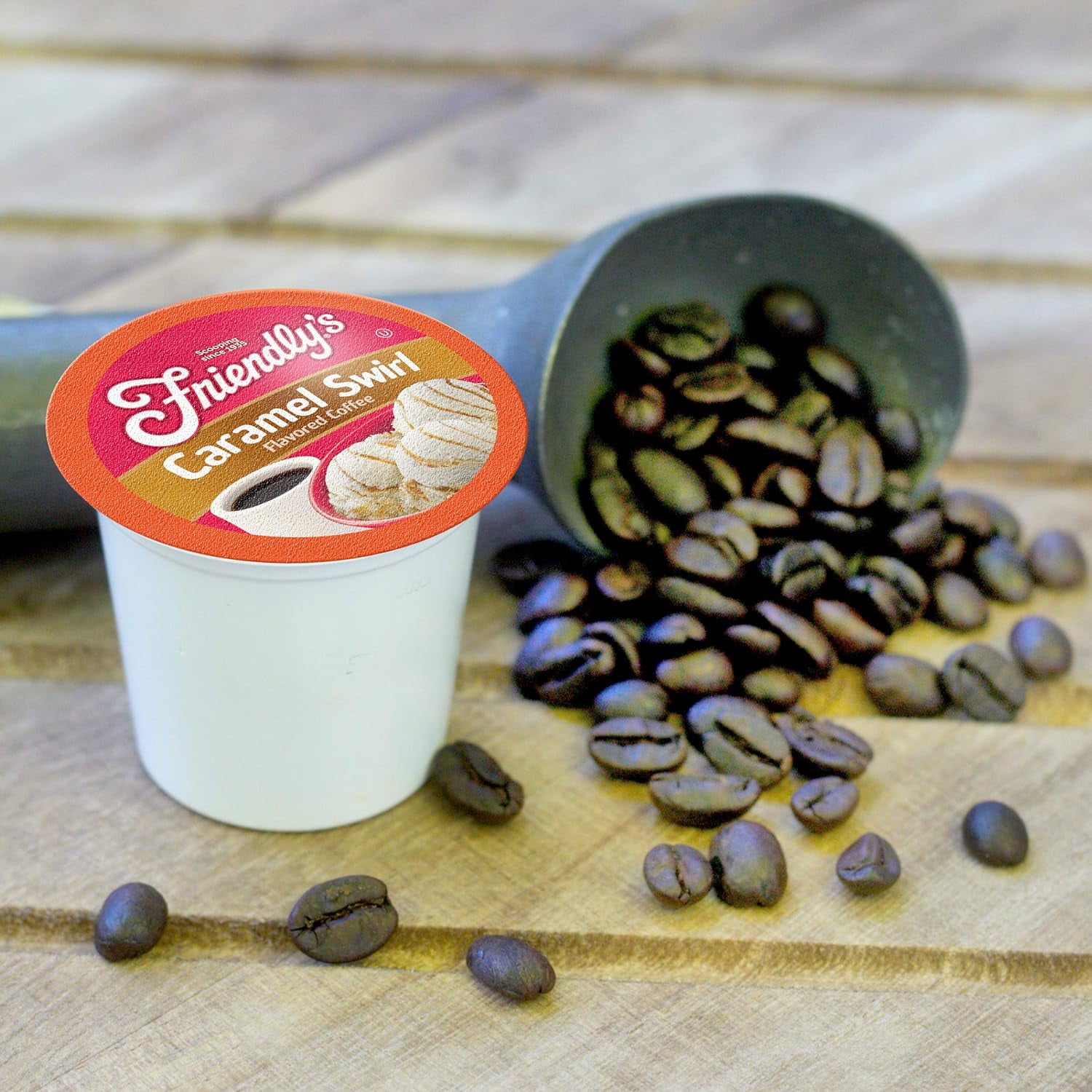 Friendly's Medium Roast Caramel FLAVORED Coffee Pods, Keurig 2.0 K-Cup Brewer Compatible, Caramel Swirl, 40 Count