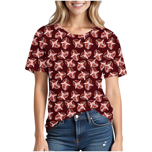 Tops de Cuello Redondo para las Mujeres Camiseta Impresa de Moda Casual con Mangas Cortas, Tops Cortos para las Mujeres de Uso Diario