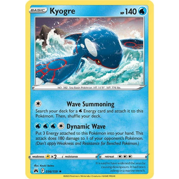 Pokemon Crown Zenith Holo Rare Rare Holo Kyogre #36