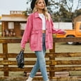 thumbnail image 5 of SWSMCLT Women's Jean Top Soft Jacket Long Sleeve Fall Pocket Ladies 80s Drop Shoulder Coat Oversized Spring Western Classic Pink Medium, 5 of 5