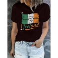 thumbnail image 1 of Ireland Flag & Clover Graphic Print T-Shirt for Women, Casual Crew Neck Short Sleeve Tee, Polyester Knit Fabric with Medium Stretch, All Season Comfort Fit Top, 1 of 6