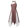 thumbnail image 3 of Alvivi Women Halter Mesh Color Block Leotard Dress Lyrical Modern Contemporary Ballet Dancewear Reddish Brown S, 3 of 7
