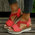 thumbnail image 5 of Mostsola Platform Wedges Sandals for Women Peep Toe Slingback Espadrille Slip on Cross Band Shoes, 5 of 9