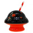 thumbnail image 1 of Vaso Popote Halloween Hongo Naranja Negro Melamina Brilloso, 1 of 3